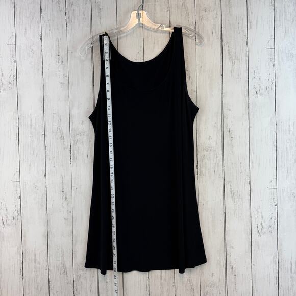 Eileen Fisher Black Silk Georgette Crepe Scoop Neck Sleeveless Dress Size Medium - Picture 9 of 12